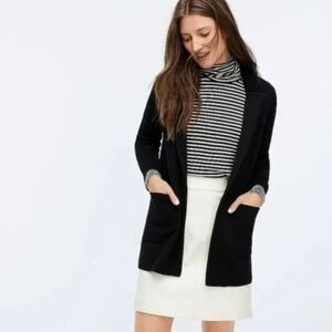 J. Crew Sophie Black Open Front Merino Blend Cardigan Blazer Women's Size Small